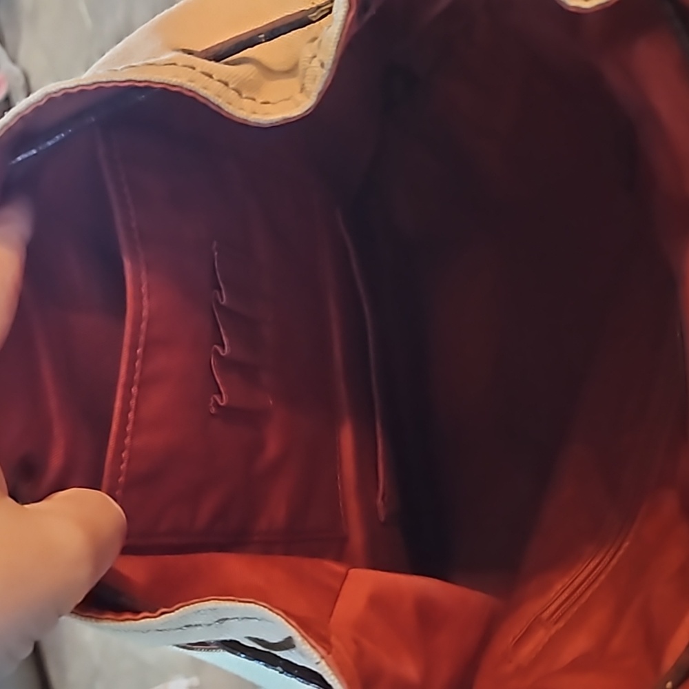 Fossil Tan Canvas And Leather Drawstring Backpack… - image 6